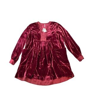 Free People Burgundy Velvet Dress NWT